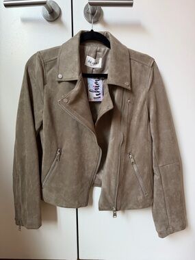 BE COOL Taupe Suede Moto Jacket